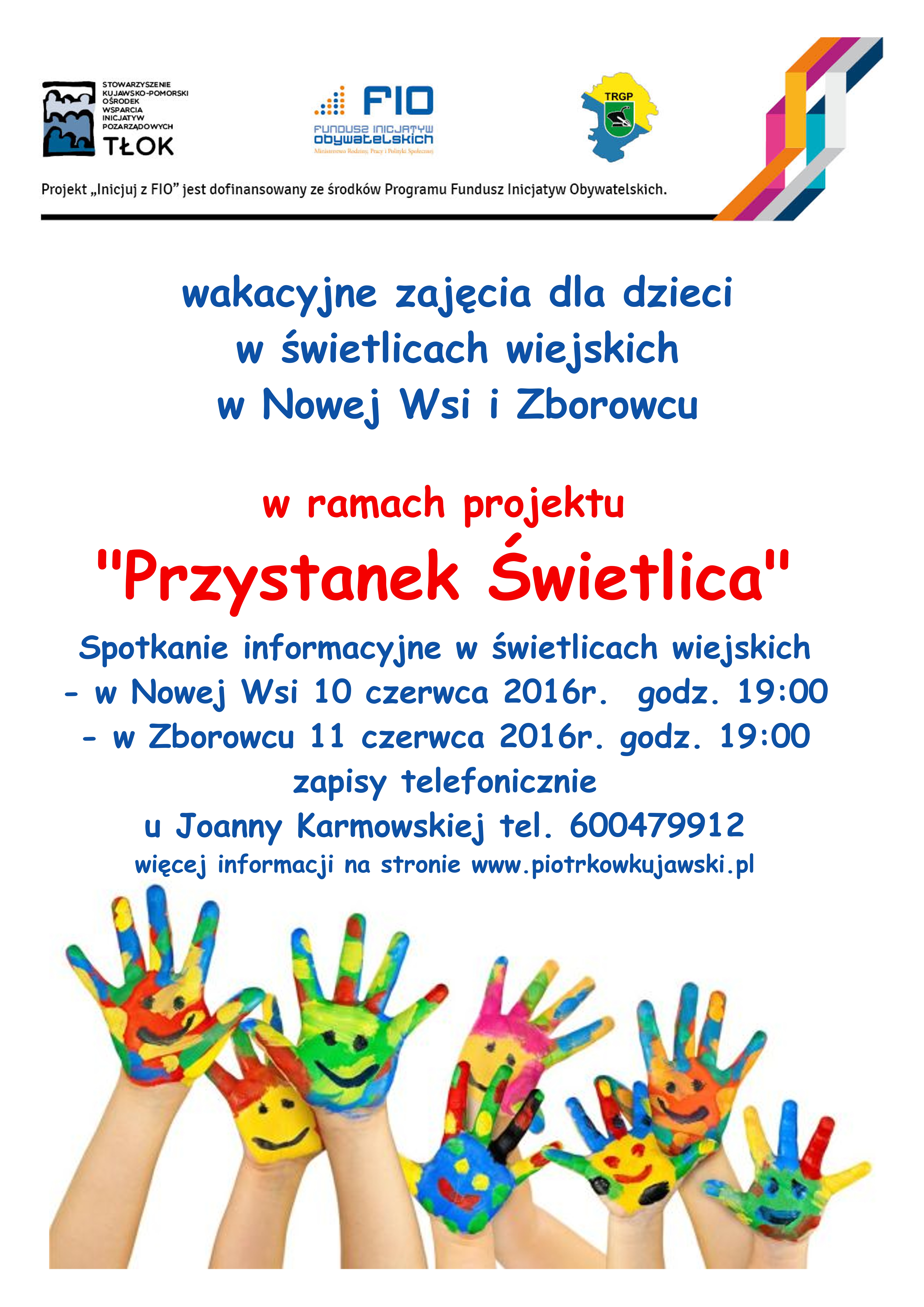 Wakacyjne zajęcia dla dzieci w świetlicach wiejskich w Nowej Wsi i Zborowcu